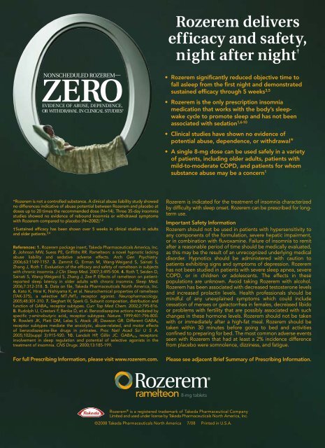 Rozerem Insert pdf/2008 - American Pharmacists Association