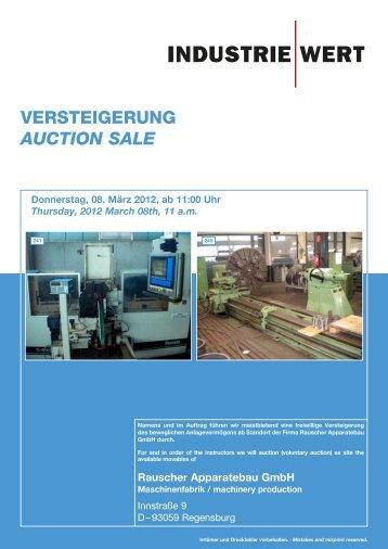 VERSTEIGERUNG AUCTION SAle - IndustrieWert GmbH