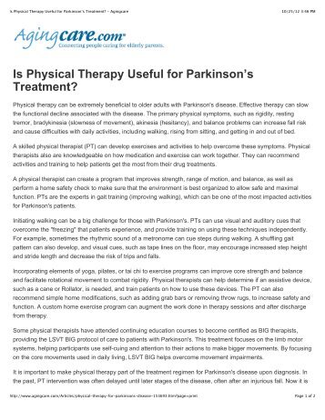 Is Physical Therapy Useful for Parkinson's ... - Fox Rehabilitation