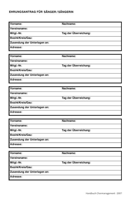 CHORMANAGEMENT HANDBUCH