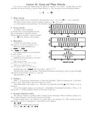 Lecture 16: Group and Phase Velocity - HEP