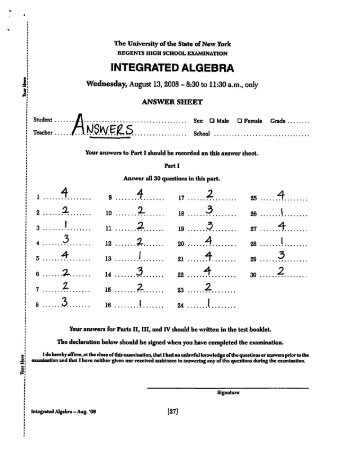 Integrated Algebra Regents Exam - 2008 - August - Answers.pdf