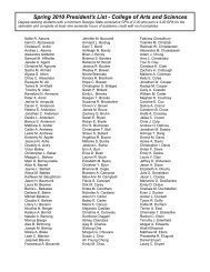 Spring 2010 President's List - College of Arts and Sciences