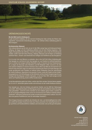 Geschichte des Golfclubs als PDF - Golfclub Schloss Goldenberg