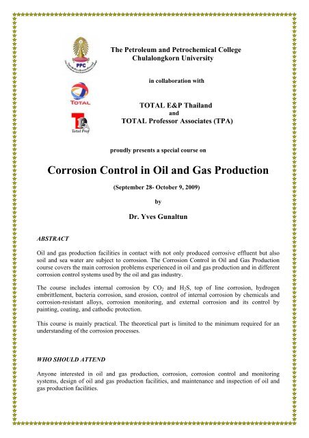 Corrosion Control in Oil and Gas Production - The Petroleum and ...