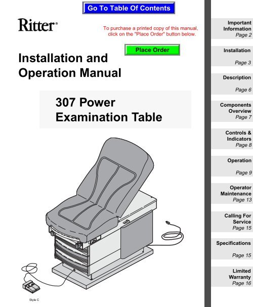 Installation and Operation Manual 307 Power ... - Midmark