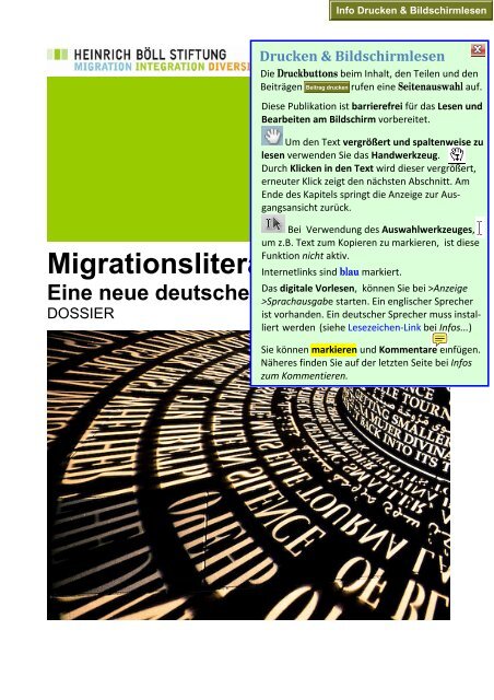 Migrationsliteratur - Eine neue deutsche Literatur? - Migration