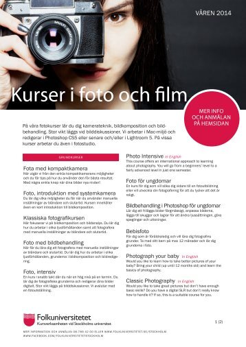 Kurser i foto (pdf) - Folkuniversitetet