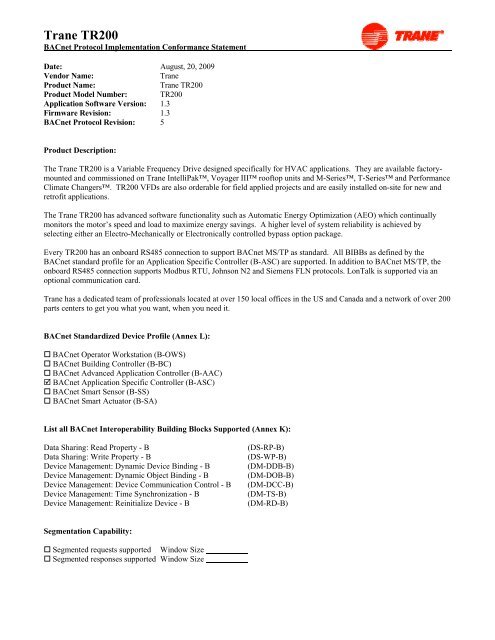 Trane Intellipak Bacnet Card | Webcas.org
