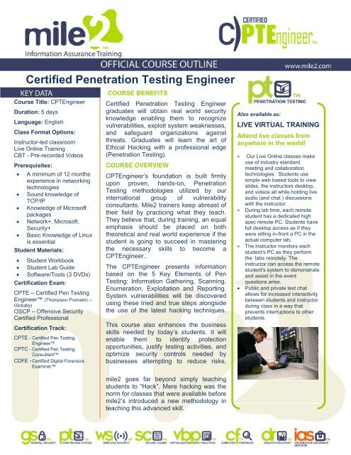 Certified Penetration Testing Engineer - Mile2
