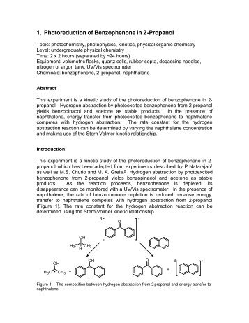 1. Photoreduction of Benzophenone in 2-Propanol