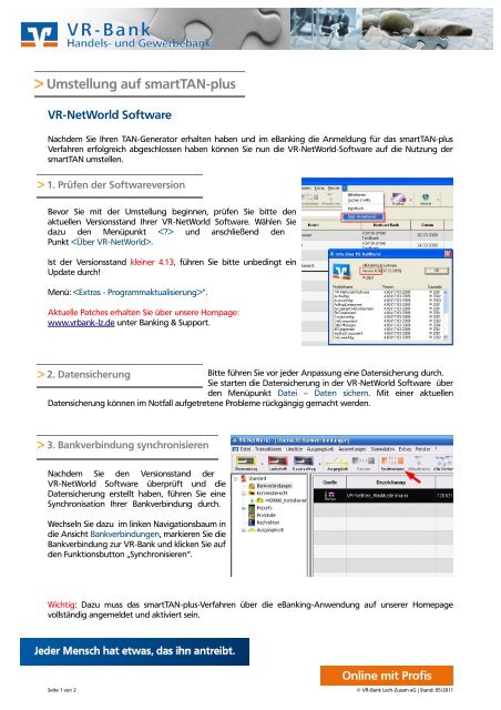 Umstellung auf smartTAN-plus - VR-Bank Handels- und ...