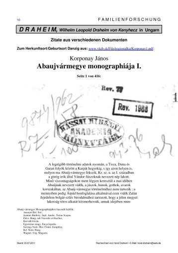 Link 10. Zitate aus Dokumenten zur Herkunft von ... - Draheim, Horst