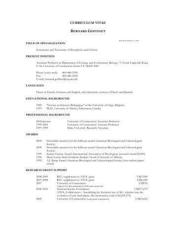 curriculum vitae - Ecology and Evolutionary Biology Department ...
