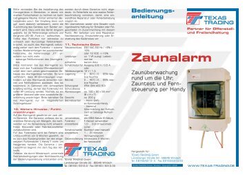Zaunalarm - Texas Trading GmbH