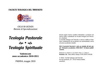 Teologia Pastorale b â¢ d Teologia Spirituale - Home Page FTTR