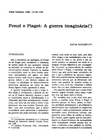 Freud e Piaget: A guerra imaginÃƒÂ¡ria(.)