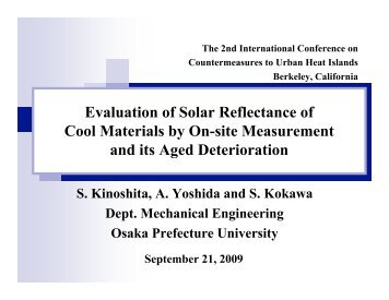 Evaluation of Solar Reflectance of Cool Materials by On-site ...