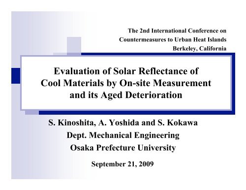 Evaluation of Solar Reflectance of Cool Materials by On-site ...