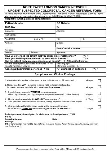 colorectal referral form - Nwlcn.nhs.uk