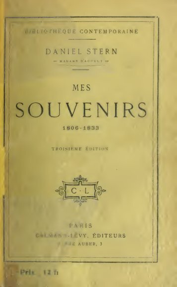 Mes souvenirs, 1806-1833