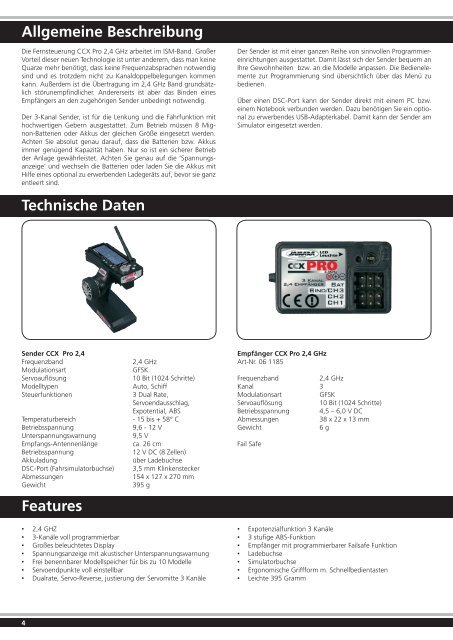 Anleitung Jamara CCX Pro 2,4 GHz. - Miniship