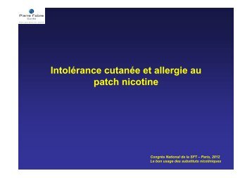 Intolérance cutanée et allergie au patch nicotine - Entretiens du Carla