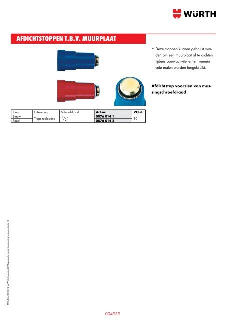 15. sanitair leveringsprogramma - WÃ¼rth Nederland