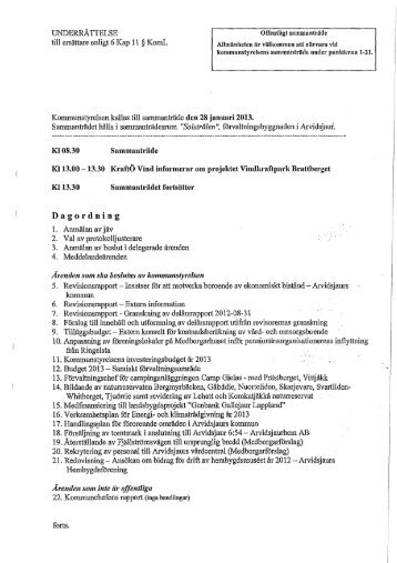 Dagordning - Arvidsjaur