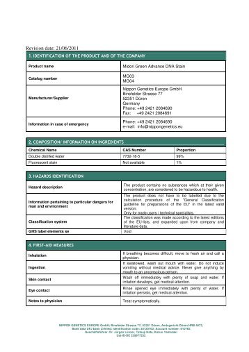 MSDS Midori Green Advance