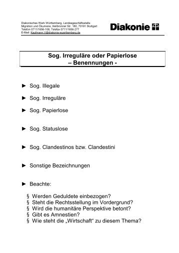 Sog. Irreguläre oder Papierlose - Mittendrinundaussenvor.de