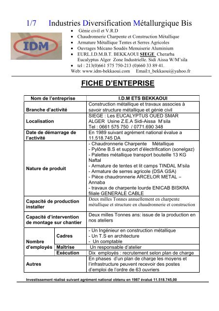 1 7 Industries Diversification Ma C Tallurgique Bis Made In Algeria Com
