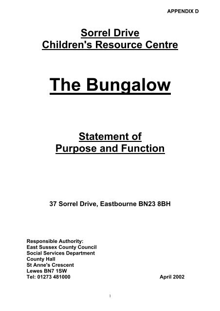 The Bungalow - East Sussex County Council