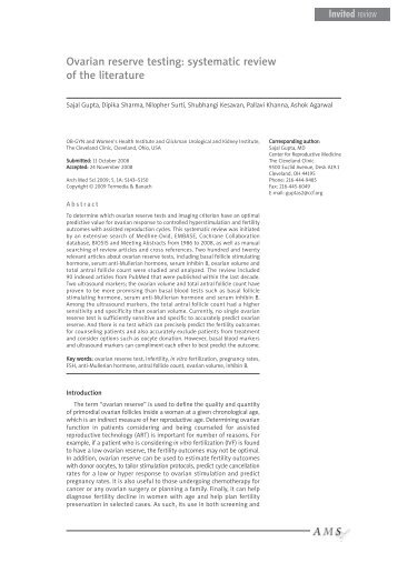 Ovarian reserve testing: systematic review of the ... - ResearchGate