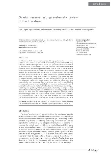 Ovarian reserve testing: systematic review of the ... - ResearchGate