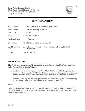 MEMORANDUM - Fraser Valley Regional District