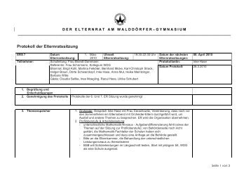 Protokoll der Elternratssitzung