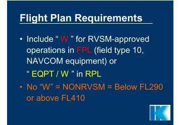 RVSM - Flight Plan Requirements