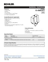 Kohler K-4960-ET-0 Bardon Urinal Specifications - WaterWise ...