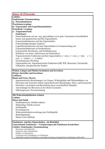 Mathematik Klasse 10 - Humboldt-Gymnasium Eichwalde