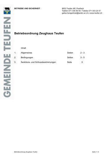 Betriebsordnung Zeughaus Teufen [PDF, 117 KB]