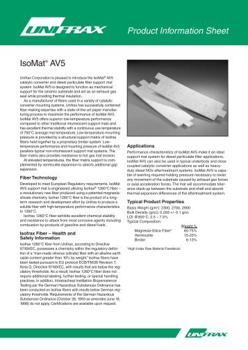 IsoMatÂ® AV5 (European version) (PDF) - Unifrax