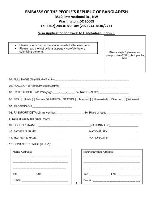 Visa Application Forms The Embassy Of Bangladesh In Washington visa-application-forms-the-embassy-of-bangladesh-in-washington