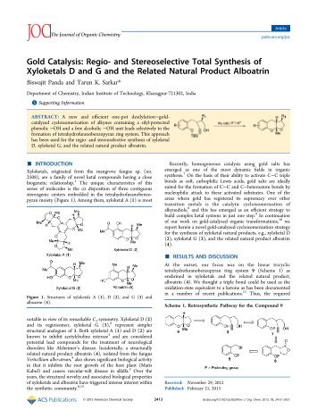 Gold Catalysis: Regio- and Stereoselective Total Synthesis of ...