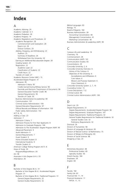 2006â2007 Academic Catalog - Concordia University Ann Arbor