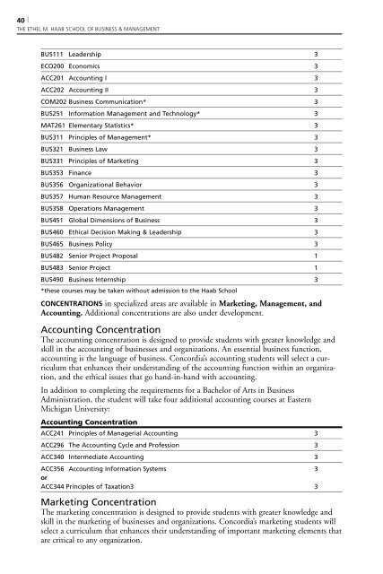 2006â2007 Academic Catalog - Concordia University Ann Arbor