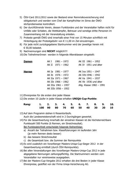 Masters 2012 Silbertal.pdf - Vorarlberger Skiverband