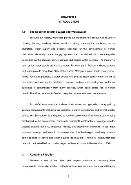 a study on the performance of limestone roughing filter - ePrints@USM