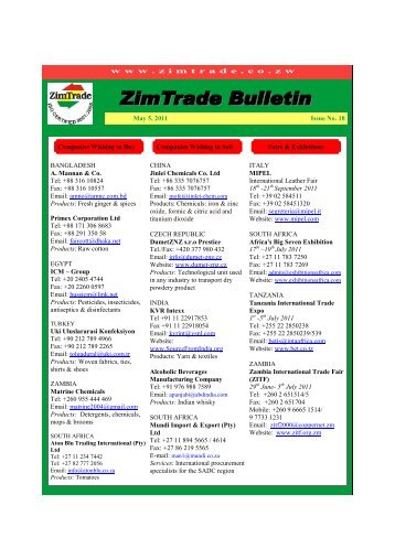 ZimTrade Bulletin 5 May 2011