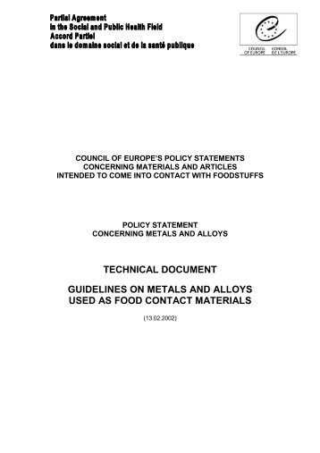 Guidelines on metals and alloys used as food contact materials ...